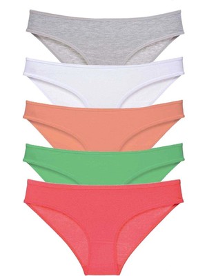 Venüs Shopping 5 Adet Süper Eko Set Likralı Kadın Slip Külot Gri Beyaz Pudra Yeşil Fuşya