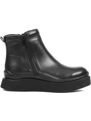 Celal Gültekin Kadın Siyah Çift Fermuarlı Deri Bot