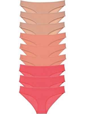 Venüs Shopping 9 Adet Süper Eko Set Likralı Kadın Slip Külot Ten Pudra Fuşya