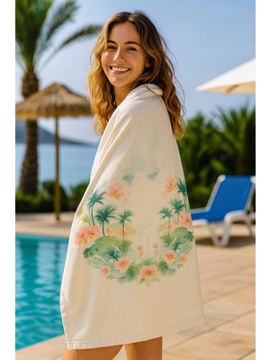 Femina Trendy Unisex Desenli Baskılı Deniz Plaj Havlusu Palmiye 70x140 Cm