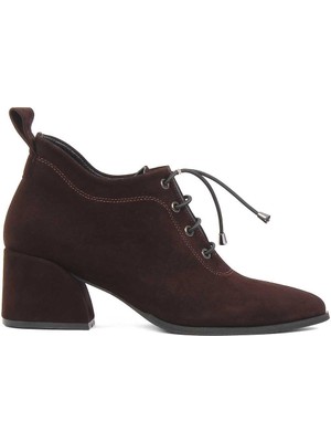 Celal Gültekin Kadın Kahverengi Kalın Topuklu Süet Deri Ayakkabı