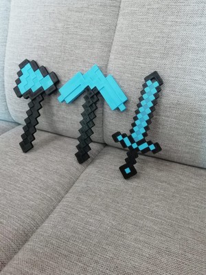 15CM Minecraft Elmas Set, Minecraft Kılıç, Kazma, Balta
