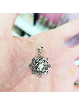 Oriental Kuyumculuk Jewellery İnci Taşlı Telkari Beypazarı Gümüş Kolye Ucu