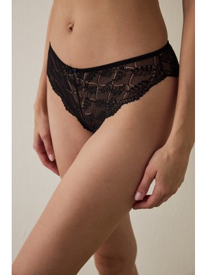 Penti Siyah Rusty Lace Brazilian Külot