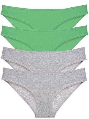 Venüs Shopping 4 adet Süper Eko Set Likralı Kadın Slip Külot Yeşil Gri
