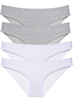 Venüs Shopping 4 Adet Süper Eko Set Likralı Kadın Slip Külot Gri Beyaz