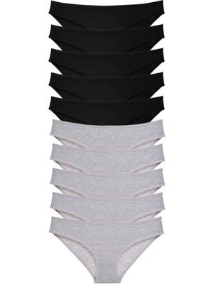 Venüs Shopping 10 Adet Süper Eko Set Likralı Kadın Slip Külot Siyah Gri