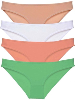 Venüs Shopping 4 Adet Süper Eko Set Likralı Kadın Slip Külot Ten Beyaz Pudra Yeşil