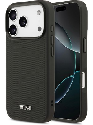 Tumi iPhone 17 Pro Uyumlu Kılıf Tumı M-Safe Şarj Özellikli Deri Noktalı Dizayn Kapak Siyah