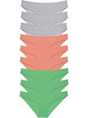 Venüs Shopping 9 Adet Süper Eko Set Likralı Kadın Slip Külot Gri Pudra Yeşil