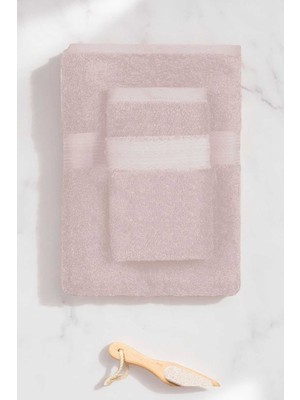 Femina Trendy 2 Parça Battal Lüks Premium Banyo Spa Havlu Takımı 90X170 cm Pudra