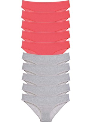 Venüs Shopping 10 Adet Süper Eko Set Likralı Kadın Slip Külot Fuşya Gri