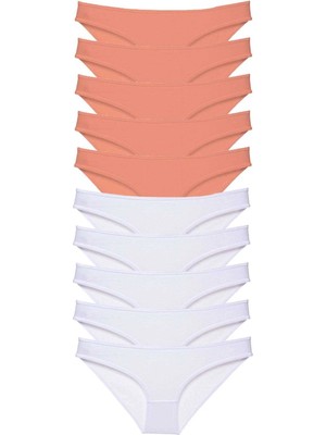 Venüs Shopping 10 Adet Eko Set Likralı Kadın Slip Külot Pudra Beyaz