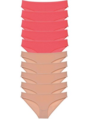 Venüs Shopping 10 Adet Süper Eko Set Likralı Kadın Slip Külot Fuşya Ten