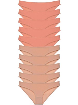 Venüs Shopping 10 Adet Süper Eko Set Likralı Kadın Slip Külot Pudra Ten