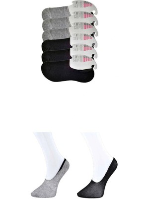 Venüs Shopping Siyah ve Gri Kadın Babet Çorap 6 Çift