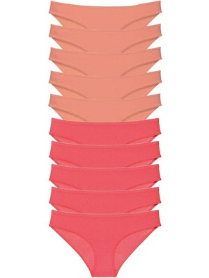 Venüs Shopping 10 adet Eko Set Likralı Kadın Slip Külot Pudra Fuşya