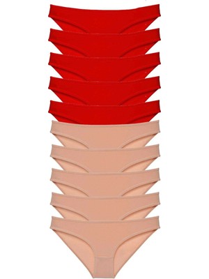 Venüs Shopping 10 Adet Eko Set Likralı Kadın Slip Külot Kırmızı Ten