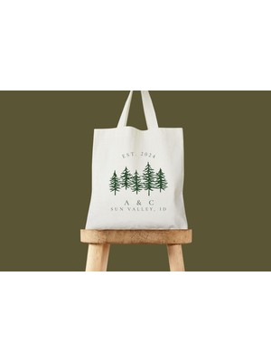 Ninastore Çiftler Için Kış Düğün Çantası: Özel Ağaç Tasarımı (Kanvas Pamuk)