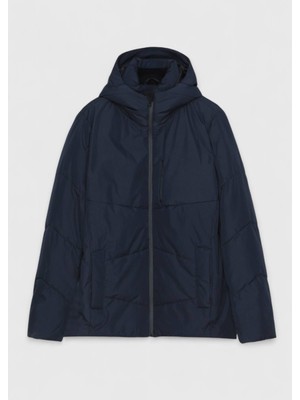 Ramsey Lacivert Regular Fit Kapüşonlu Casual Dokuma Mont
