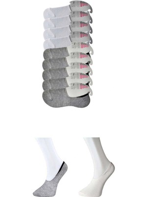 Venüs Shopping Gri ve Beyaz Kadın Babet Çorap 9 Çift