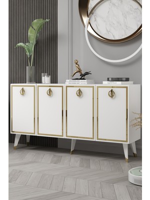 Cantek Dizayn 8215-32CT KB150 Konsol, Tv Ünitesi Beyaz-Altın