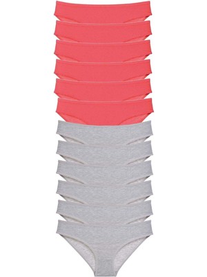 Venüs Shopping 12 Adet Süper Eko Set Likralı Kadın Slip Külot Fuşya Gri