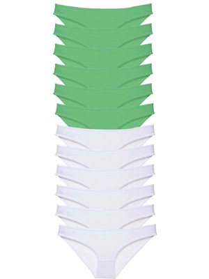 Venüs Shopping 12 Adet Eko Set Likralı Kadın Slip Külot Yeşil Beyaz