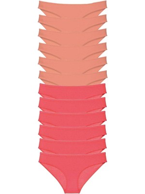 Venüs Shopping 12 Adet Eko Set Likralı Kadın Slip Külot Pudra Fuşya