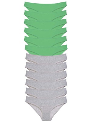 Venüs Shopping 12 Adet Süper Eko Set Likralı Kadın Slip Külot Yeşil Gri