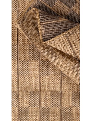 Kupon Halı Bej Naturel Sisal Jüt Hasır Desen Yıkanabilir Kaymaz Dokuma Makine Halısı – Antibakteriyel, Tozumaz