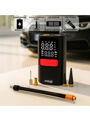 Mioji Mio 11C 4000mAh Taşınabilir Hava Pompası + Powerbank - Taşıma Çantası Hediye