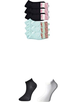 Venüs Shopping Siyah ve Beyaz Kadın Bilek Çorap 6 Çift