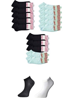 Venüs Shopping Siyah ve Beyaz Kadın Bilek Çorap 15 çift