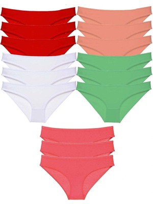 Venüs Shopping 15 Adet Süper Eko Set Likralı Kadın Slip Külot Ten Beyaz Pudra Yeşil Fuşya