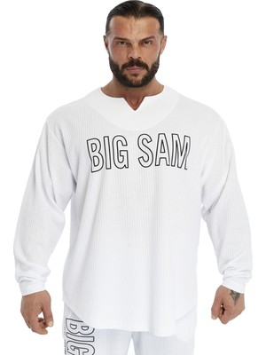 Erkek Oversize Sweatshirt Yaka Detaylı Uzun Kollu Big Sam 4743