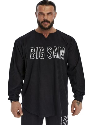 Erkek Oversize Sweatshirt Yaka Detaylı Uzun Kollu Big Sam 4743