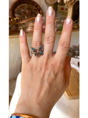 Parla Bakır Firuze Taşlı Bakır Yüzük