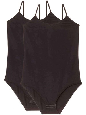 Venüs Shopping 2 Adet Battal Beden Ip Askılı Kadın Çıtçıtlı Body Siyah