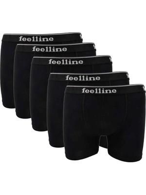 Venüs Shopping 5 Adet Feelline Siyah Pamuklu Doğal Likralı Erkek Boxer