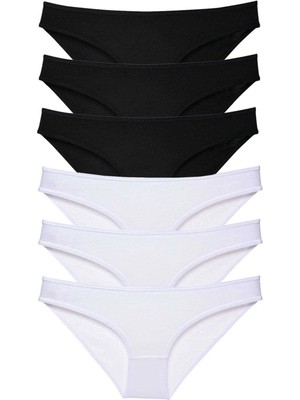 Venüs Shopping 6 adet Eko Set Likralı Kadın Slip Külot Siyah Beyaz