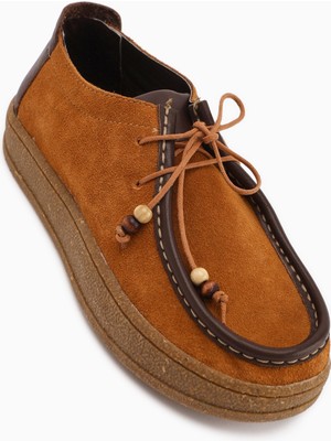 Limoya Polin Hakiki Deri Taba Süet Bağcıklı Günlük Loafer Ayakkabı