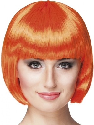 Samur Turuncu Renk Parti Peruğu Küt Saç