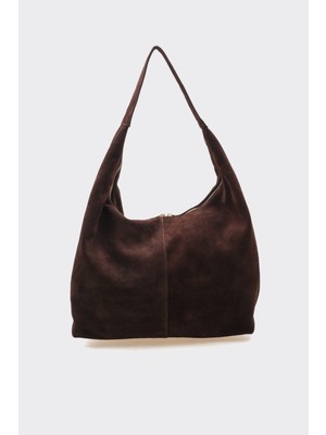 Shoemark SÇ482 Kahverengi  Süet Hakiki Deri Omuz Askılı Kadın Çanta