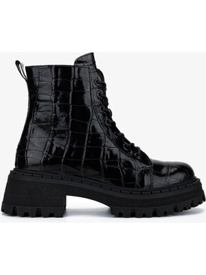 Valmenti Kadın Deri & Tekstil Siyah Kroko Casual Bot 625 106 Bn Bot SK25-26 Sıyah Kroko