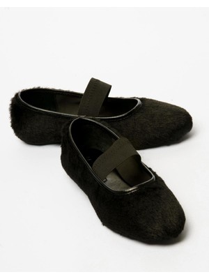 Mubiano Kadın Peluş Babet Lastikli Siyah Furiva