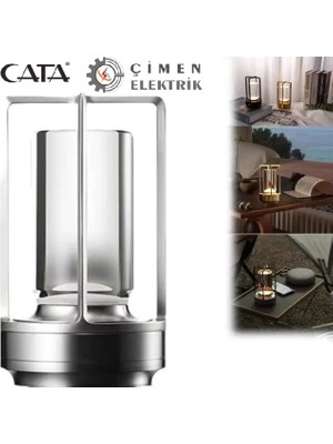 TE Dükkan Cata Ct 8439 Vegas Şarjlı Masa Lambası Krom 3 Fonksiyonlu (1800K-2800K-6400K)