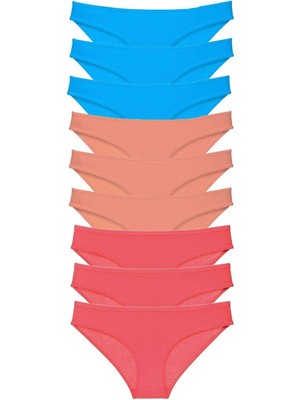 Venüs Shopping 9 adet Süper Eko Set Likralı Kadın Slip Külot Pudra Fuşya Mavi