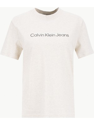 Calvin Klein Jeans Yuvarlak Yaka Baskılı Gri Kadın T-Shirt LV047C912GP4P