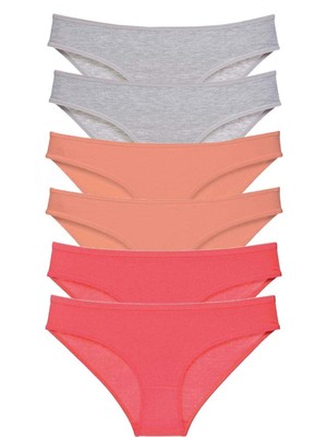 Venüs Shopping 6 Adet Süper Eko Set Likralı Kadın Slip Külot Gri Pudra Fuşya